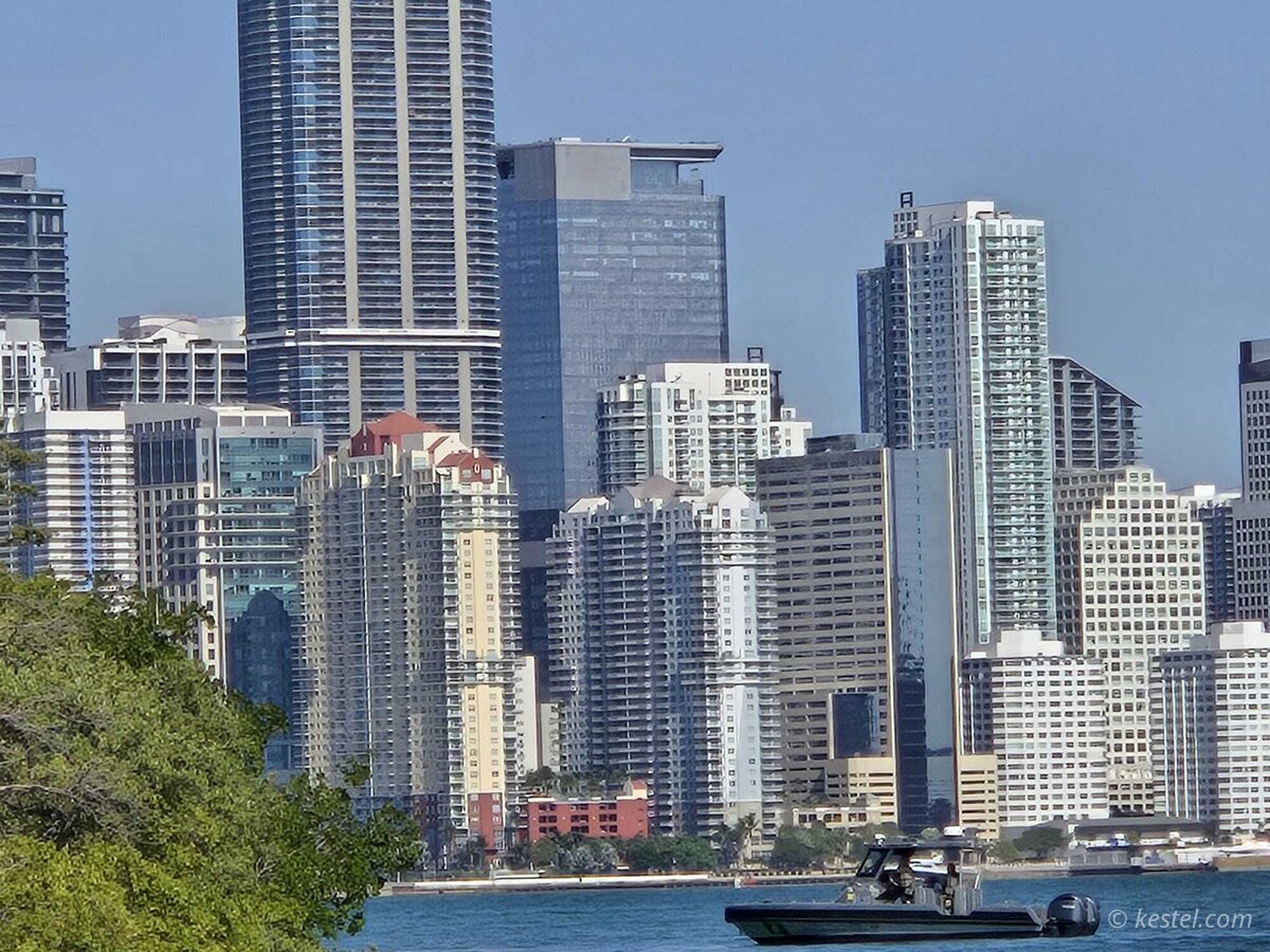 Boats near a small island in Miami waters